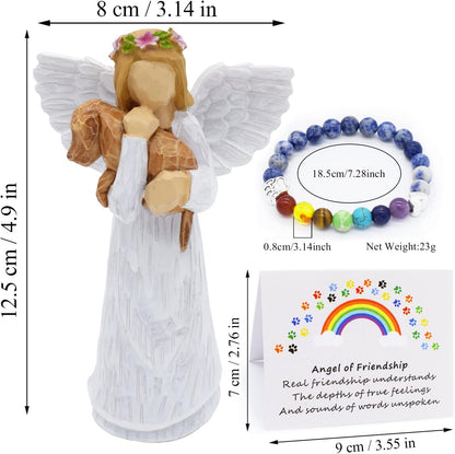 Memorial Dog Gift Box with Friendship Angel Figurine and Rainbow Bridge Chakra Bracelet