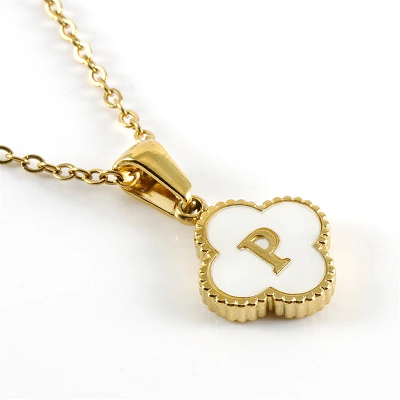 Clover-shaped initial necklace
