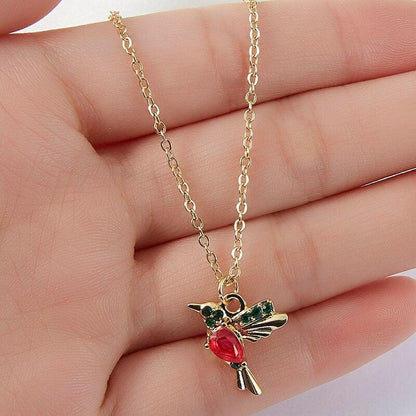 Hummingbird Enamel and Zirconia Necklace