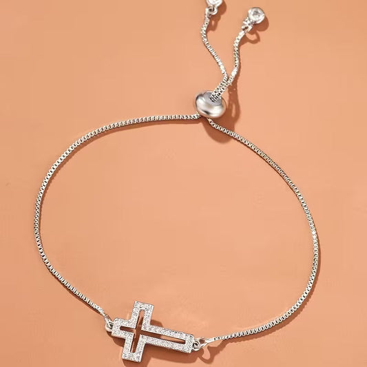Elegant Rhinestone Cross Bracelet