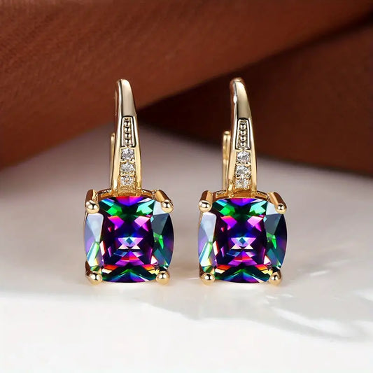 Mystic Stone Circle Earrings | Gold