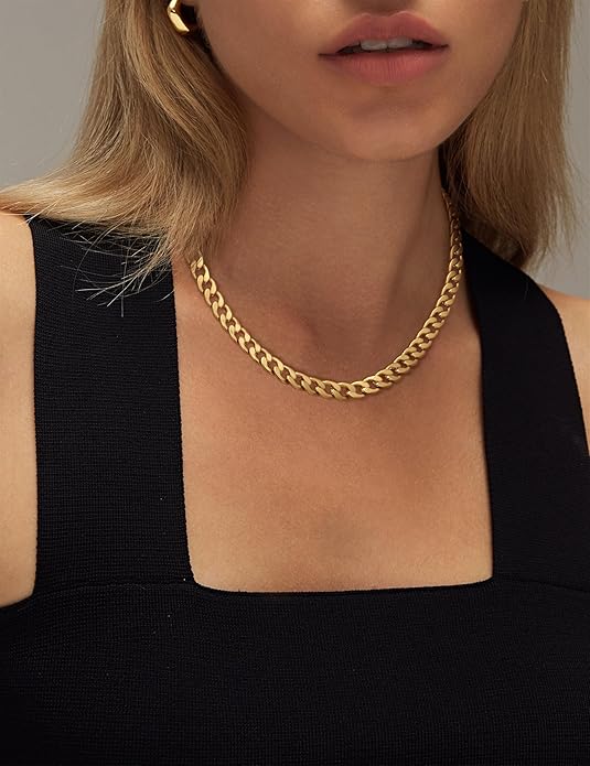 Thick Cuban Link Chain Necklace | Gold