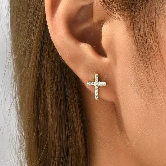 Minimalist Cross Stud Earrings