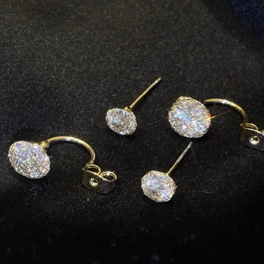 Double termination earrings with zircons