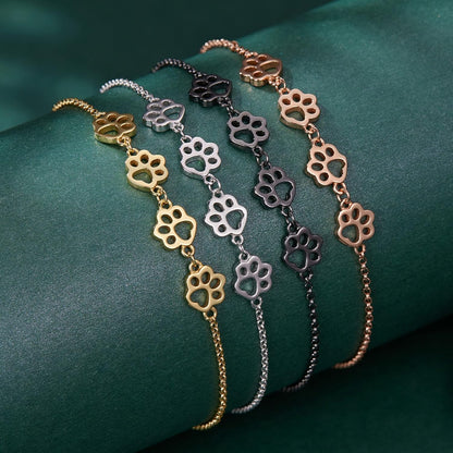 Sterling Silver Paw Print Bracelet – Adjustable Size