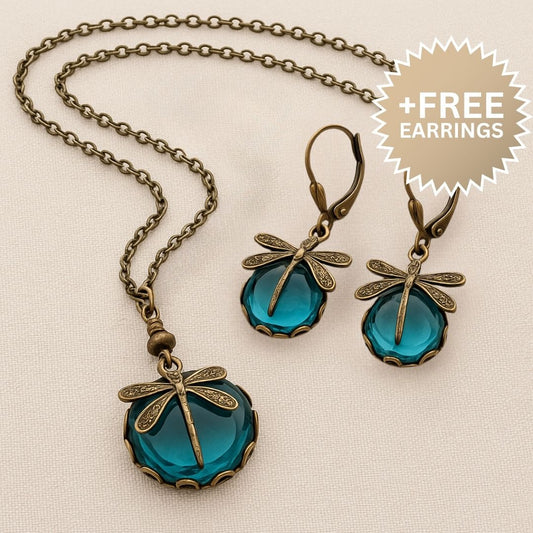 Magnificent Vintage Dragonfly Necklace with Free Earrings – Limited Time Offer