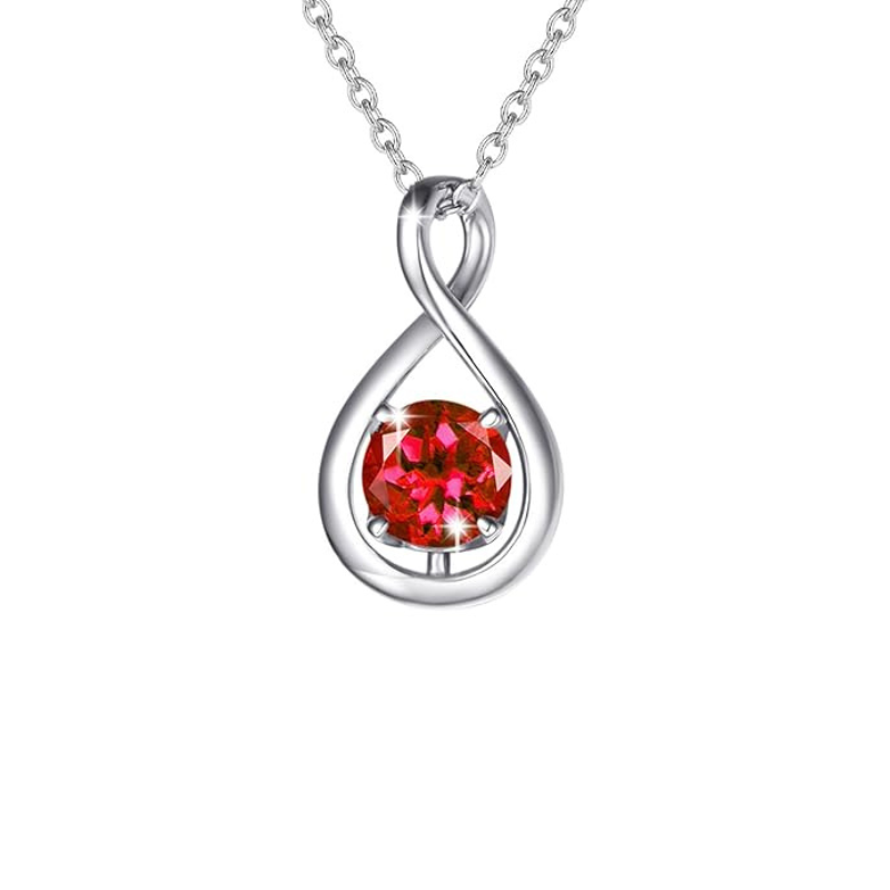 Round Cut Ruby Necklace | White Gold