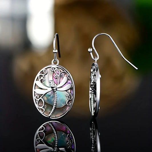 Mother of Pearl Dragonfly Earrings – Symbol of Renewal and Grace