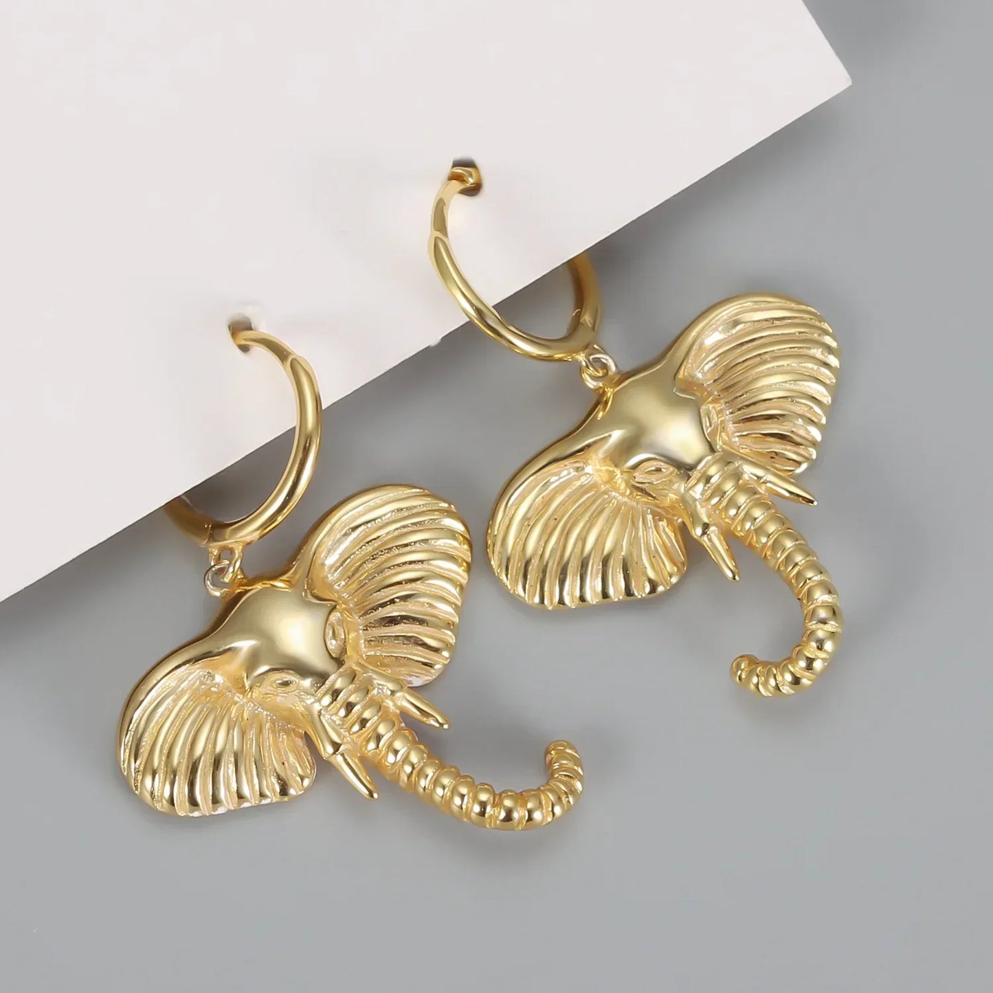 Elephant Charm Circle Earrings