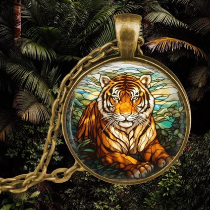 Glass Forest Spirit Animal Totem Pendant Necklace