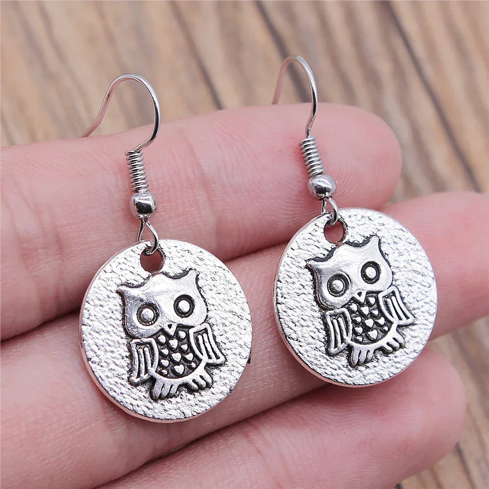 Vintage Boho Owl Tomettes Earrings