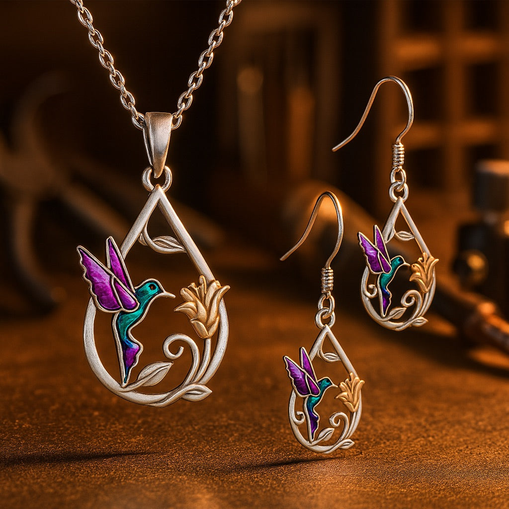 Magnificent Hummingbird Necklace for Women with Free Earrings