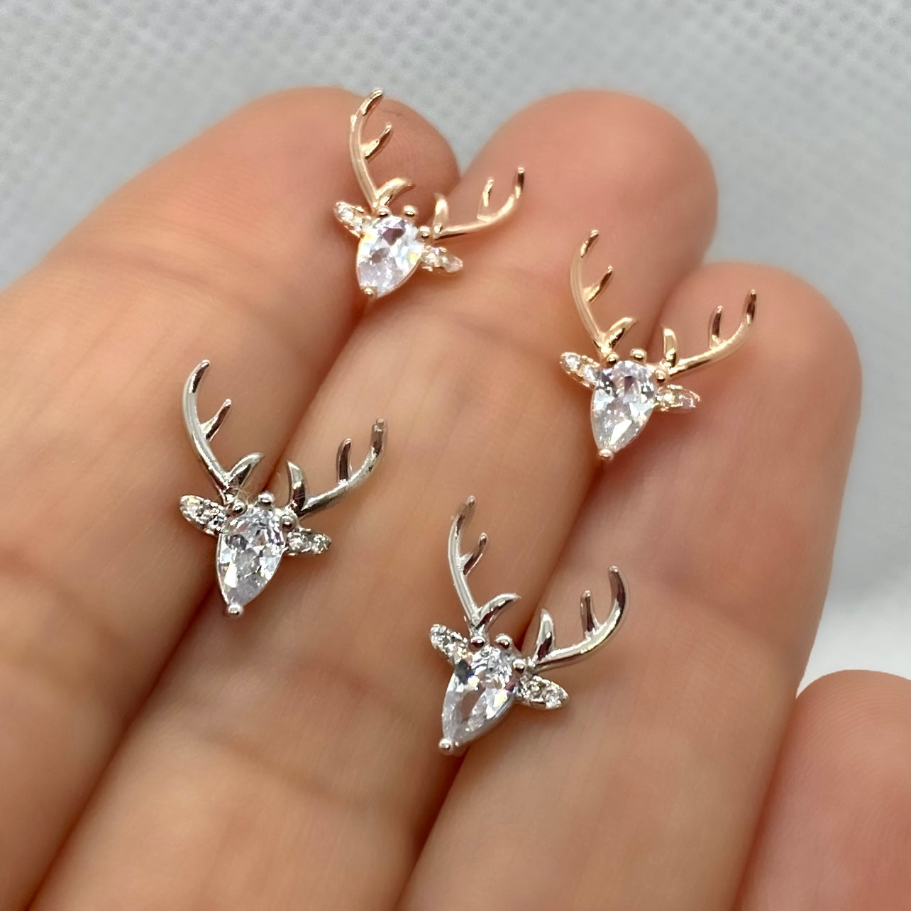 Wood Earrings with Clear Zircon