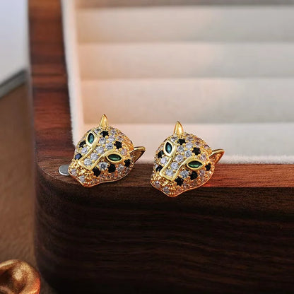 Colorful Crystal Leopard Tomettes Earrings
