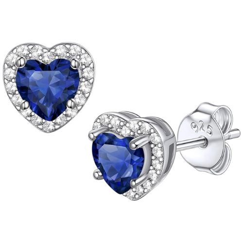 Minimalist Princess Cut Sapphire Stud Earrings | White Gold