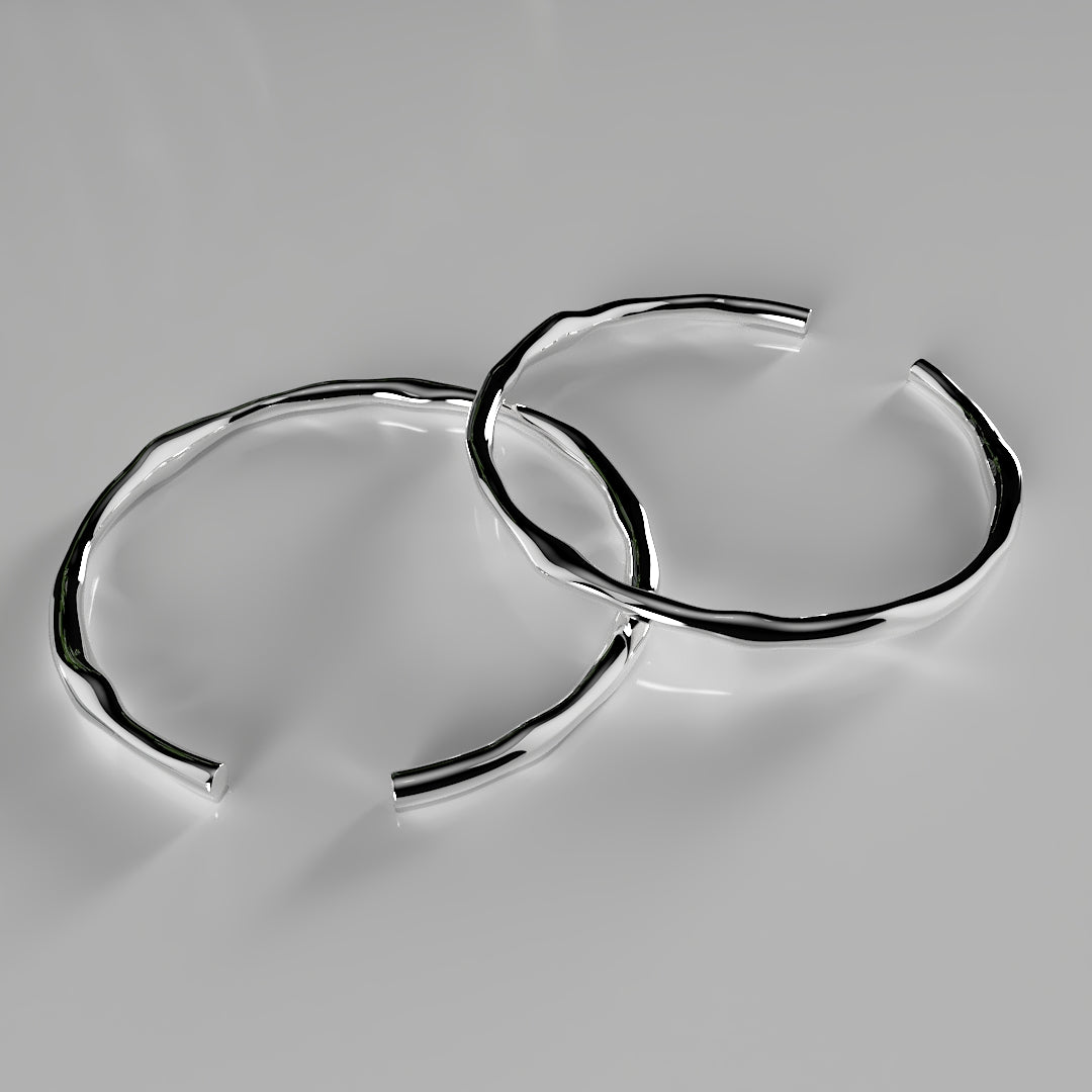 Thick adjustable irregular sterling silver 925 bracelet