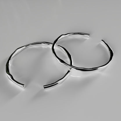 Thick adjustable irregular sterling silver 925 bracelet