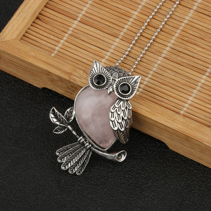 Owl Wisdom Crystal Pendant Necklace