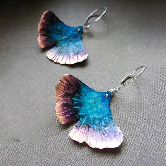Boho Silver Blue Butterfly Earrings