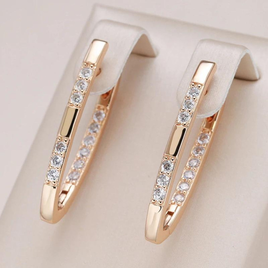 Elegant Golden Zircon Earrings