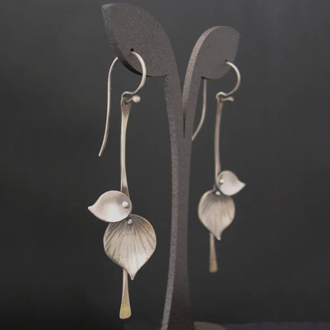 Boho Silver Leaf Earrings