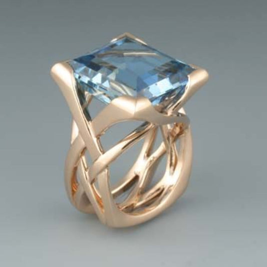 Vintage Style Blue Zircon Rose Ring
