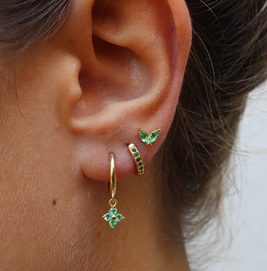 18-carat gold-plated button and pendant earrings