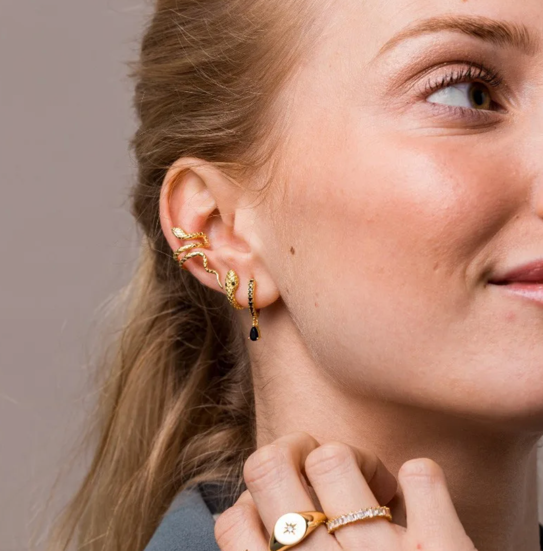 18-carat gold-plated serpent earring set