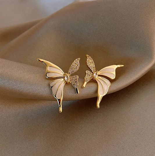 18-carat gold-plated butterfly button earrings