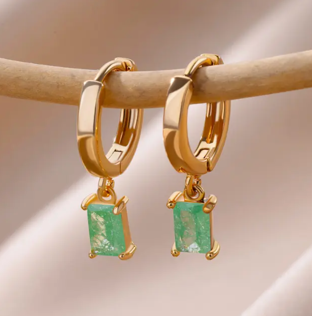18-carat gold-plated long leaf earrings for evening gown