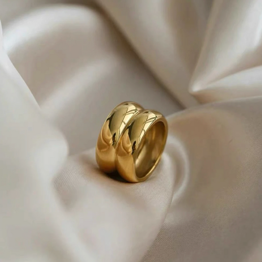 18-carat gold-plated modernist classic double ring
