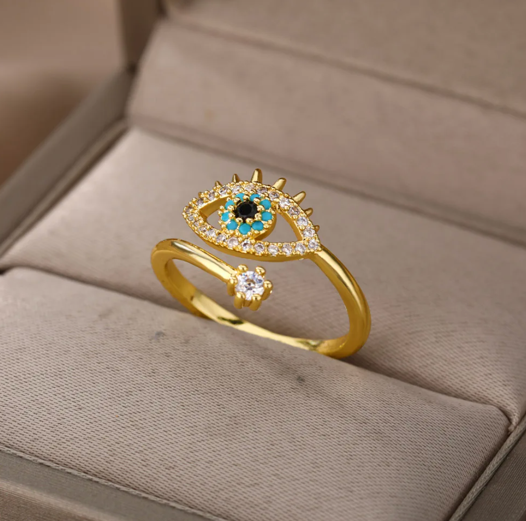 18-carat gold-plated evil eye ring