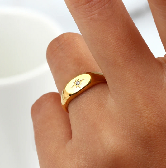 18-carat gold-plated North Star ring