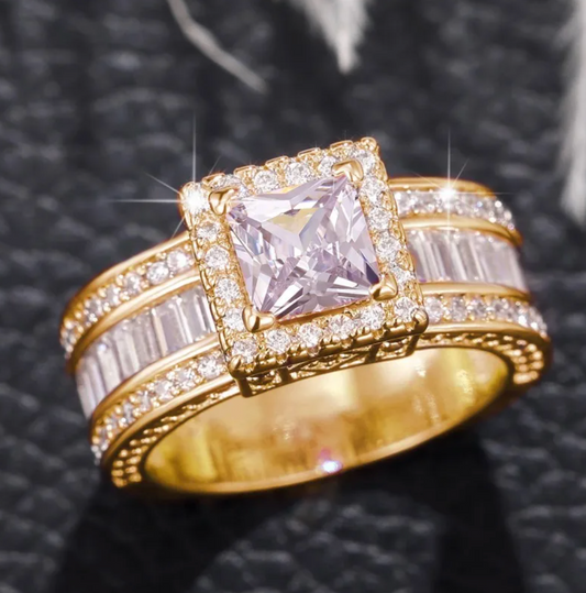 18-carat gold-plated luxury crystal ring