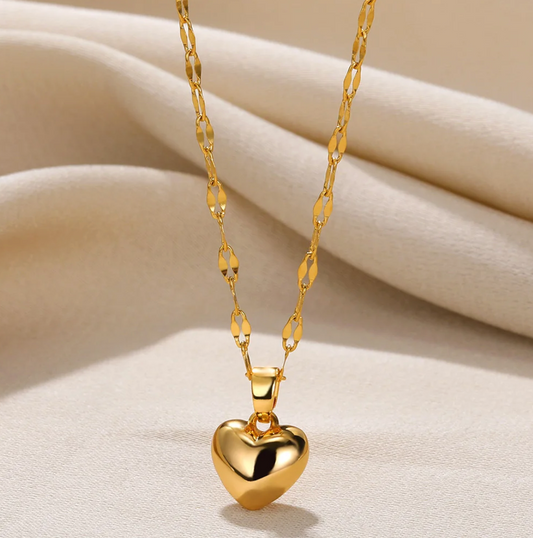 18-carat gold-plated 3D necklace with solid heart