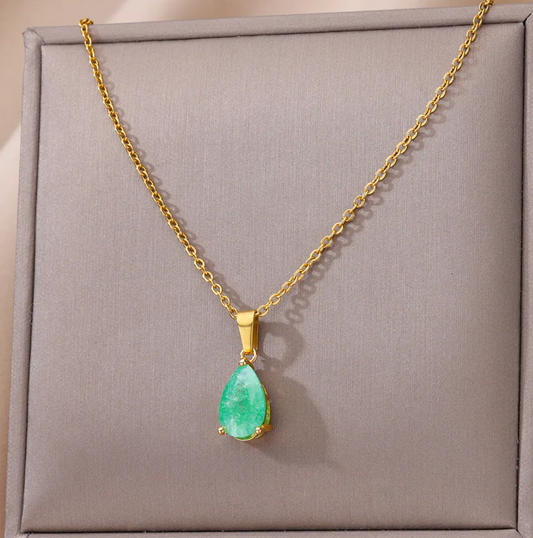 18-carat gold-plated aventurine and zodiac stone necklace