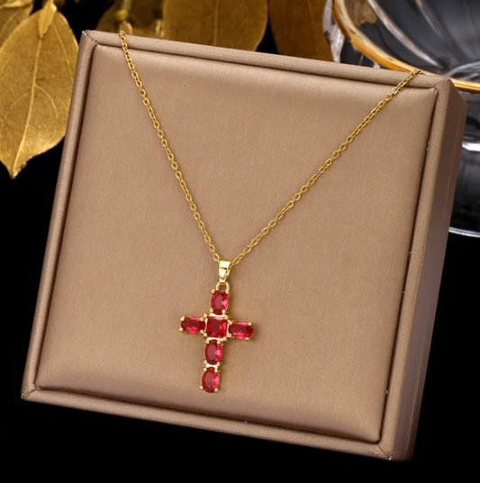 18-carat gold-plated very small solid cross necklace