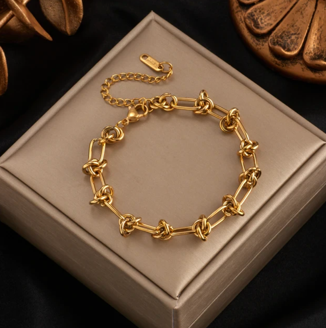 18-carat gold-plated modernist chain bracelet
