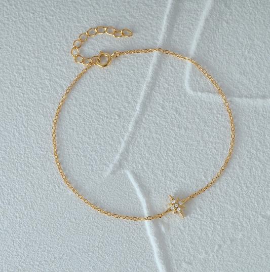 Fine 18-carat gold-plated small North Star bracelet