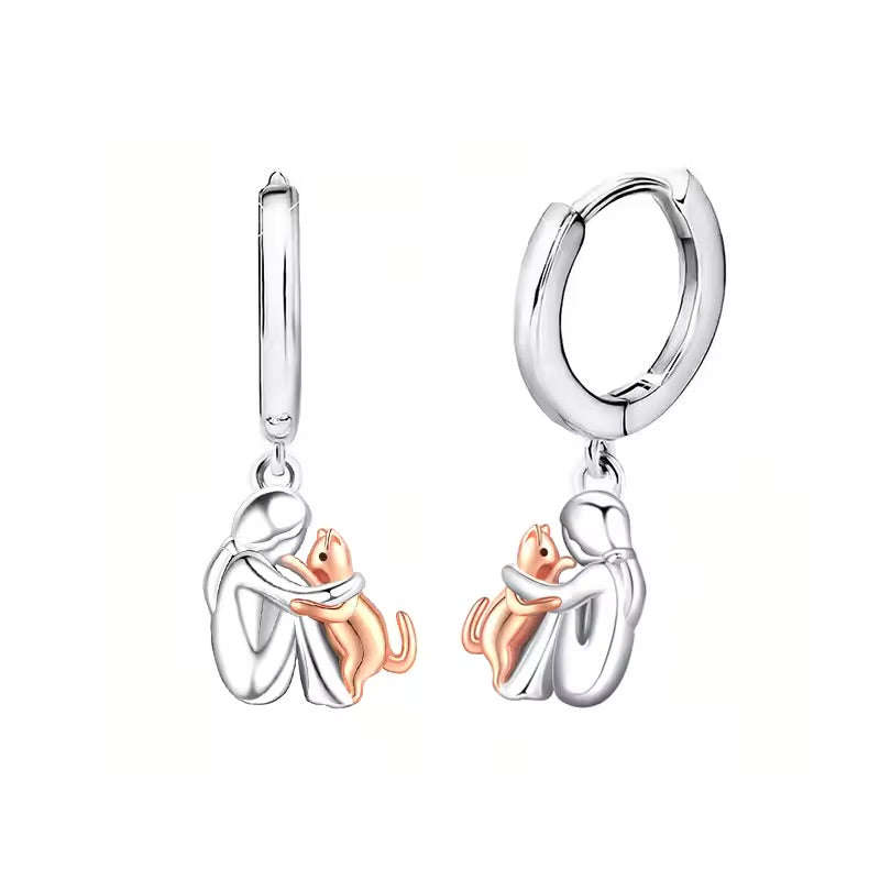 Cat Hug Pendant Necklace with Free Earrings – Limited Time Offer