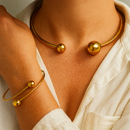 Minimalist Glow Necklace and Bracelet Set | Gold