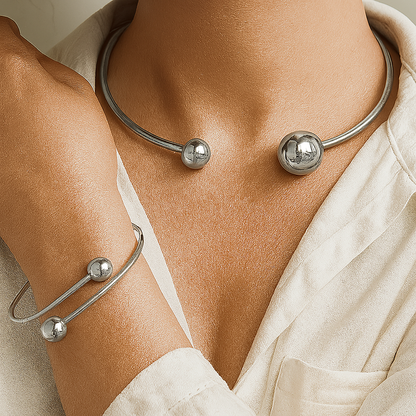 Minimalist Glow Necklace and Bracelet Set | Gold