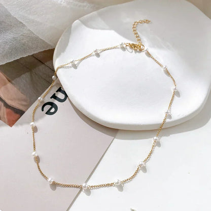 Small Gold Pearl Necklace