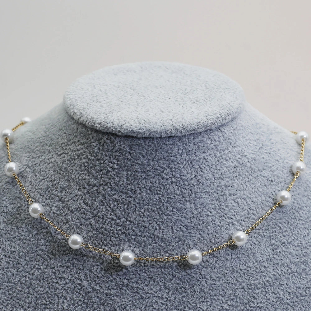 Small Gold Pearl Necklace