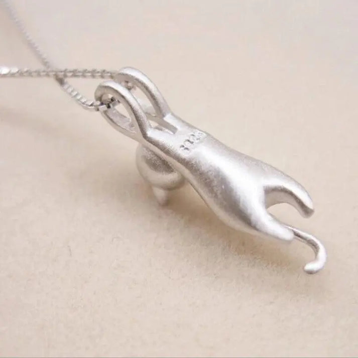 Playful kitten 925 sterling silver necklace