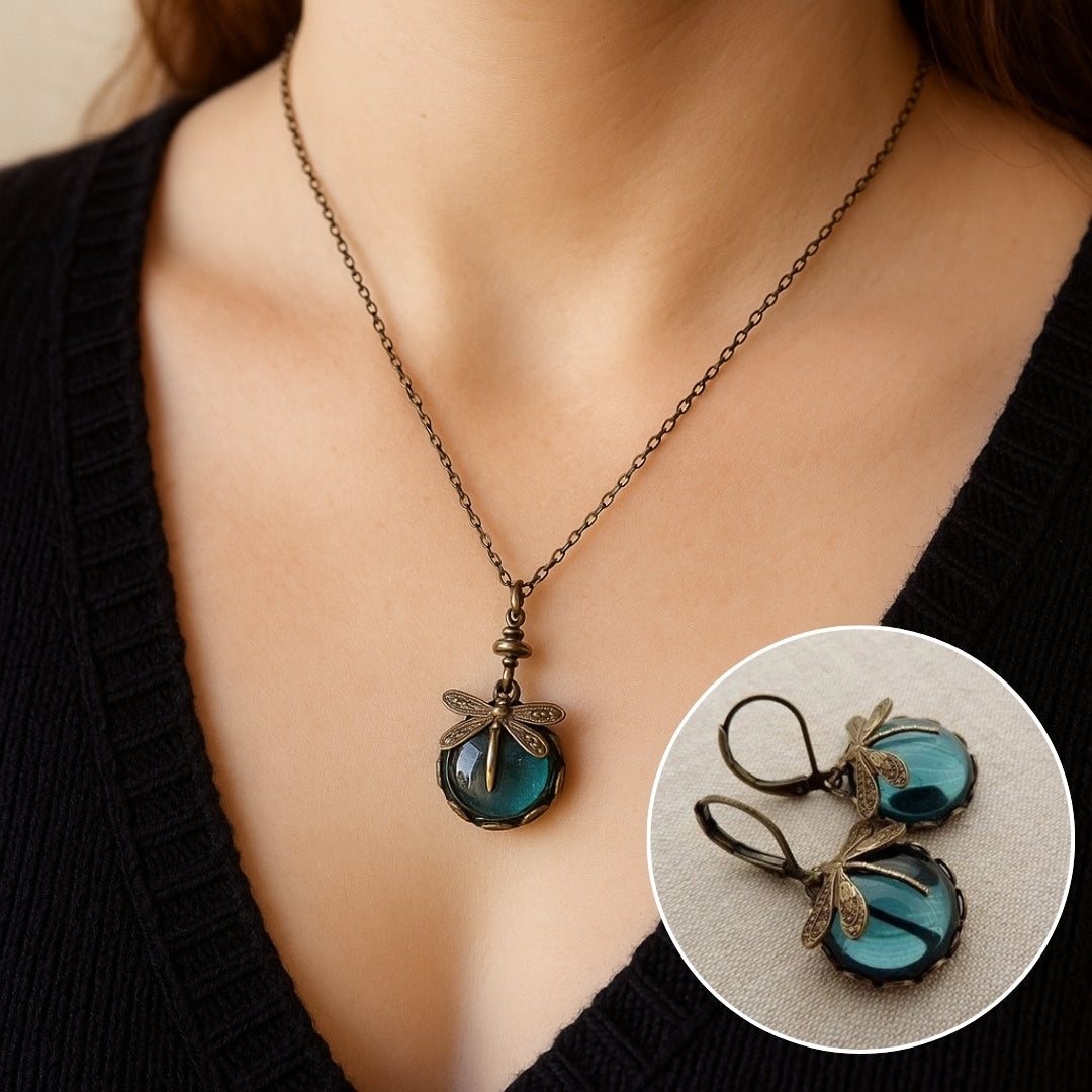 Magnificent Vintage Dragonfly Necklace with Free Earrings – Limited Time Offer