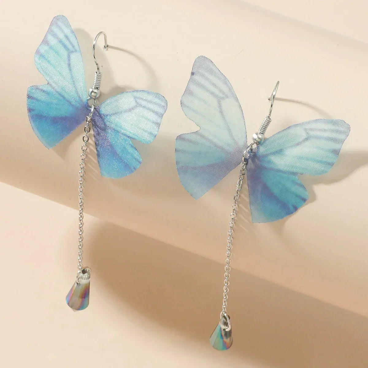 Blue Braided Crystal Butterfly Earrings