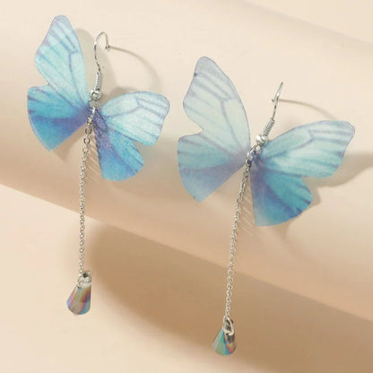 Blue Braided Crystal Butterfly Earrings