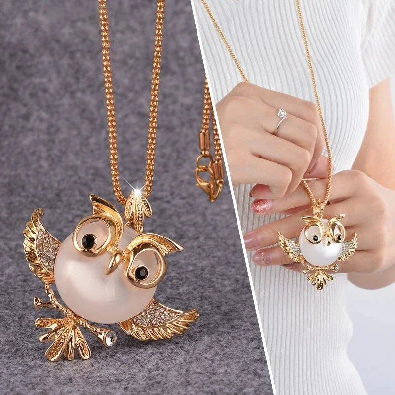 Owl Wisdom Opal Pendant Necklace