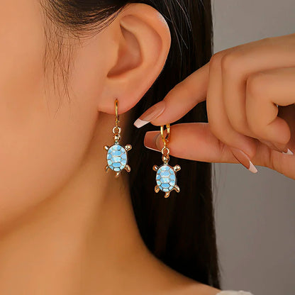 Huggie Sea Turtle Charm Ocean Earrings